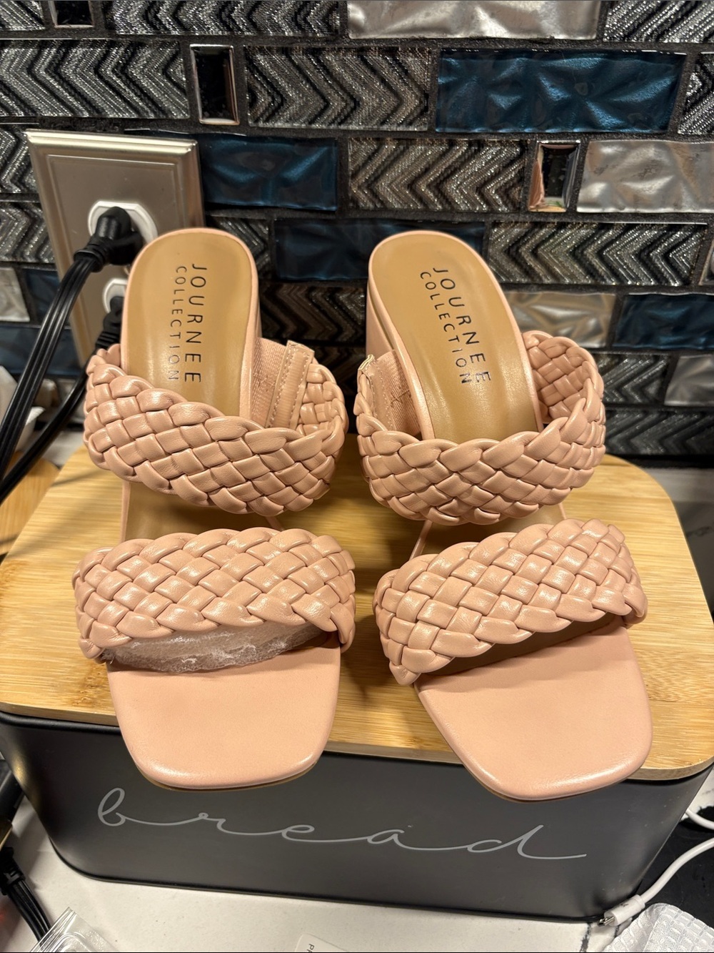 Journee Collection Blush Braided Double-Strap Slide Mules